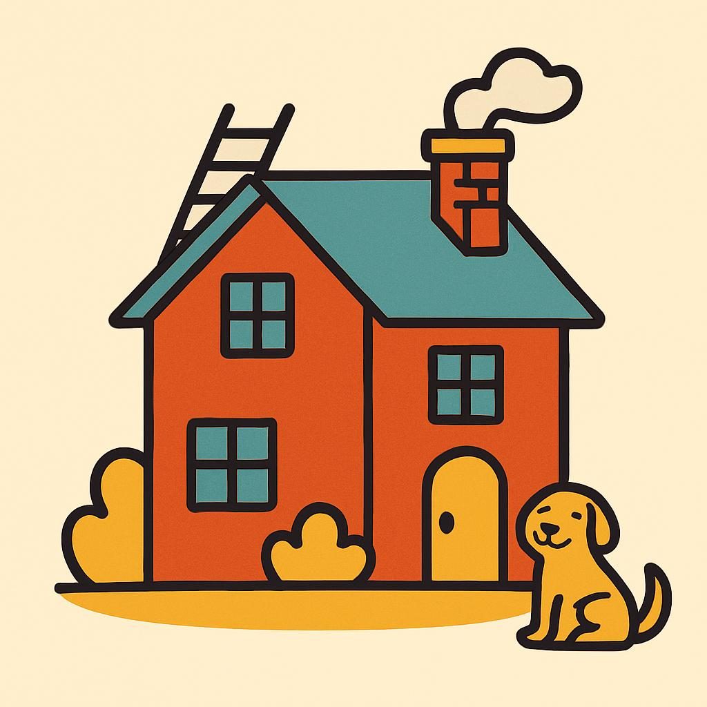 Drawing of a house with a chimney